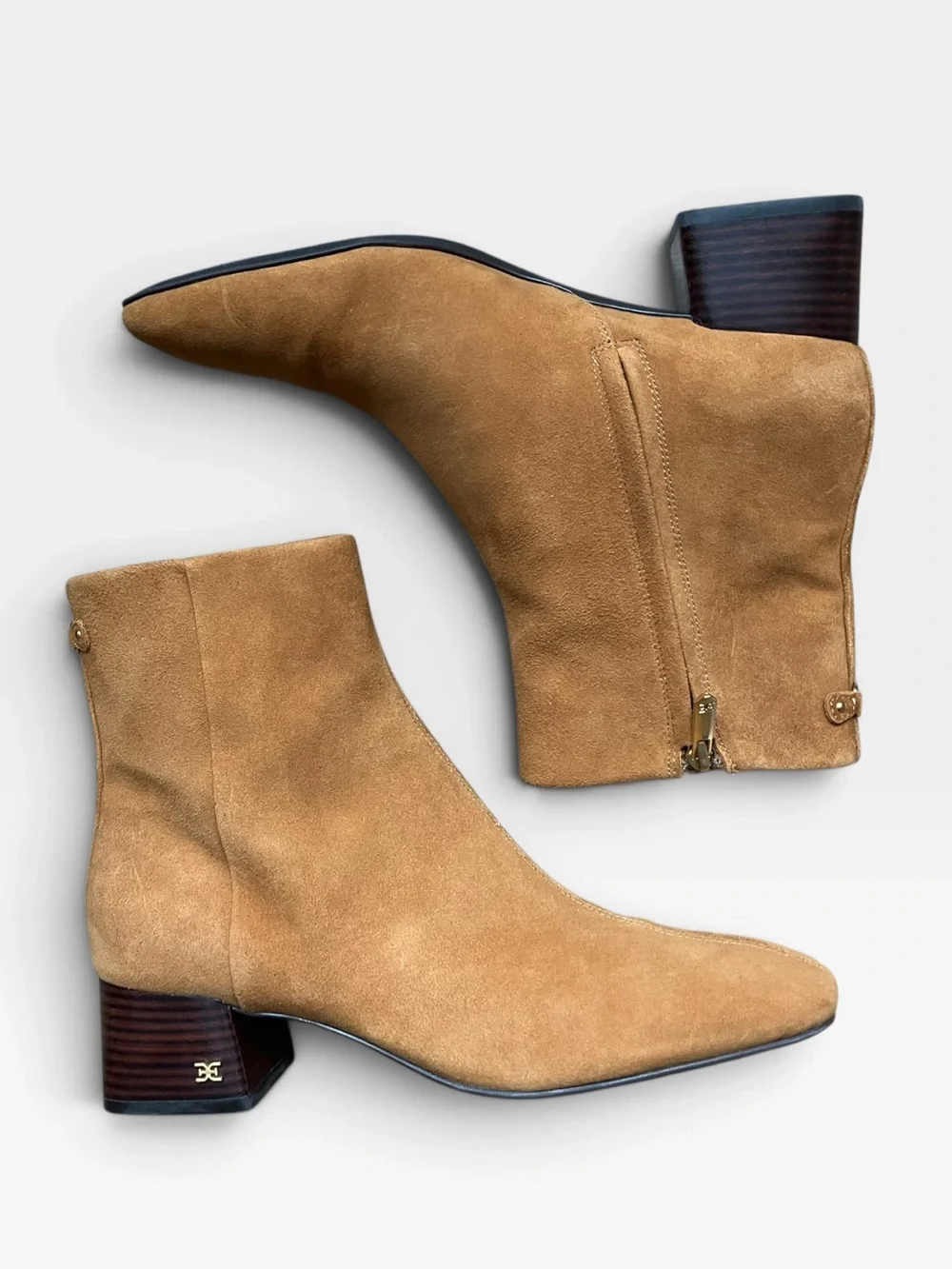 Sam Edelman Paige Ankle Boots Block Heel Suede Spiced Pecan Women’s 9